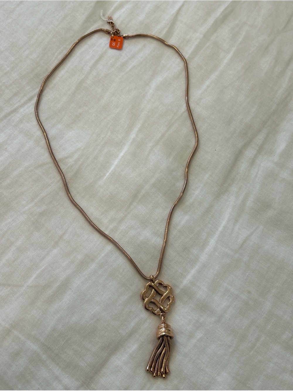 Rose Gold Knot-and-Tassel Pendant Necklace